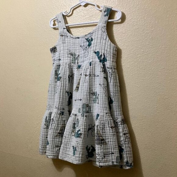 Goochiegoo Girls White Desert Pattern Sleeveless Flowy Tiered Dress Size 5 - Picture 2 of 5
